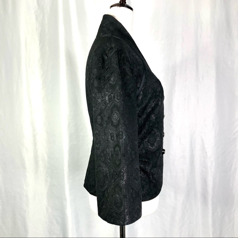 Nicole Miller Collection vintage jacket black metallic brocade bell sleeves S - Picture 5 of 11